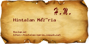 Hintalan Mária névjegykártya